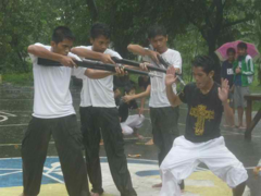 Members of the Tanghalang Balangay performing in front of the participants of the Basta Run Against Torture V.